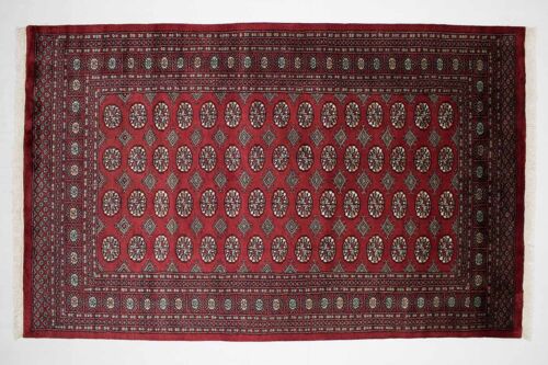 Pakistan Buchara 247x154 Handgeknüpft Teppich 150x250 Rot Geometrisch Muster Kurzflor