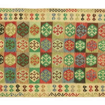 Afghan Maimana Kilim Multicolored 296x193 Handwoven Carpet 190x300 Handcraft Orient Room