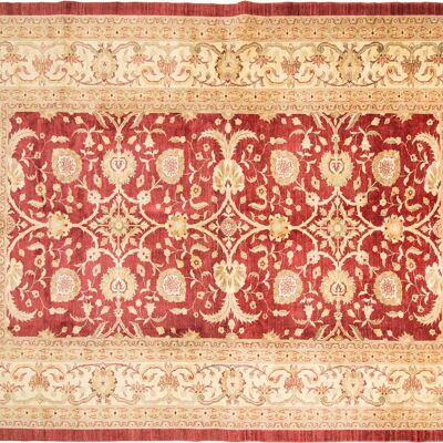 Afghan Chobi Ziegler 448x328 hand-knotted carpet 330x450 red flower pattern, short pile