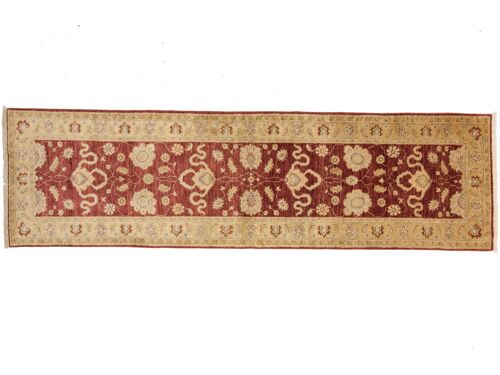 Afghan Chobi Ziegler 287x83 Handgeknüpft Teppich 80x290 Läufer Rot Orientalisch