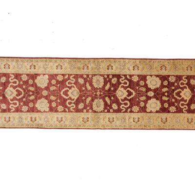 Afghan Chobi Ziegler 287x83 hand-knotted carpet 80x290 runner red oriental
