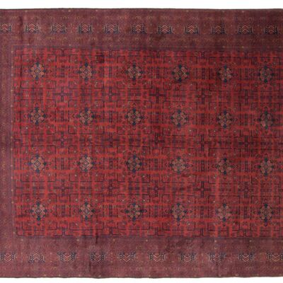 Tapis Afghan Khal Mohammadi 342x257 noué main 260x340 motif géométrique rouge