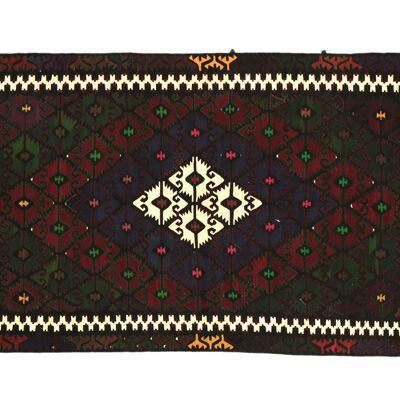 Tapis persan kilim 295x170 tissé main 170x300 motif géométrique multicolore