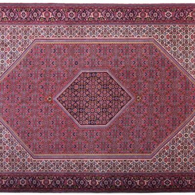 Persa Bidjar Zandjan 305x202 alfombra anudada a mano 200x310 patrón geométrico rojo