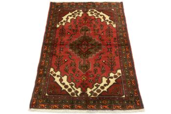 Tapis persan Hamadan 138x100 noué main 100x140 médaillon multicolore poil court 2