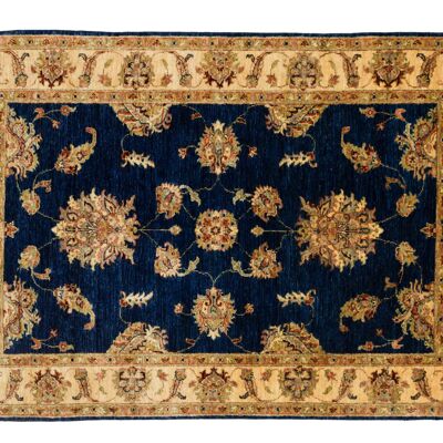 Afghan Chobi Ziegler 180x124 Handgeknüpft Teppich 120x180 Blau Blumenmuster Kurzflor