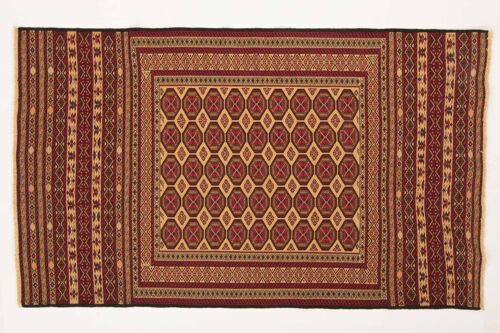 Afghan Mushwani Kelim 200x119 Handgewebt Teppich 120x200 Rot Geometrisch Muster