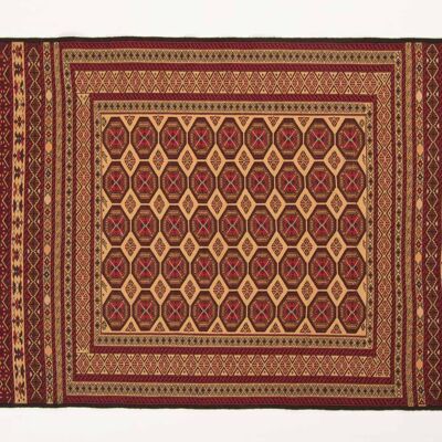 Afghan Mushwani Kelim 200x119 Handgewebt Teppich 120x200 Rot Geometrisch Muster