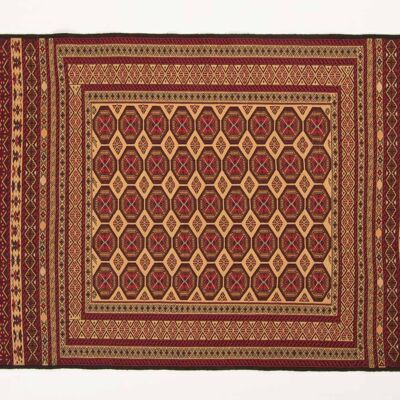 Tapis tissé à la main Afghan Mushwani Kilim 200x119 120x200 motif géométrique rouge