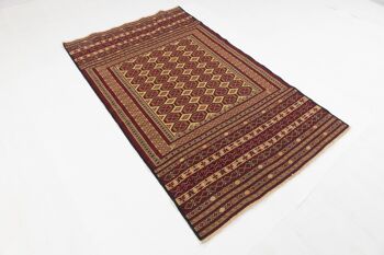 Tapis tissé à la main Afghan Mushwani Kilim 200x119 120x200 motif géométrique rouge 3