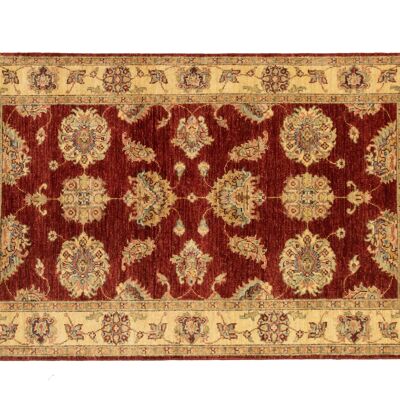 Afghan Chobi Ziegler 151x90 Handgeknüpft Teppich 90x150 Rot Blumenmuster Kurzflor