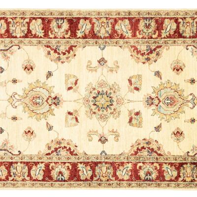 Tapis Afghan Chobi Ziegler 301x89 noué main 90x300 tapis de passage beige motif fleur