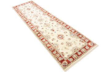 Tapis Afghan Chobi Ziegler 301x89 noué main 90x300 tapis de passage beige motif fleur 4