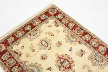 Tapis Afghan Chobi Ziegler 301x89 noué main 90x300 tapis de passage beige motif fleur 5