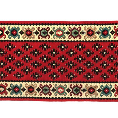 Kilim turco 160x96 alfombra tejida a mano 100x160 rojo patrón geométrico artesanía