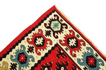 Tapis tissé main kilim turc 160x96 100x160 motif géométrique rouge artisanat 5
