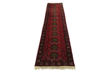 Afghan Mazar 339x80 Tapis noué main 80x340 Runner Rouge Géométrique Pile Courte Orient 2