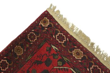 Afghan Mazar 339x80 Tapis noué main 80x340 Runner Rouge Géométrique Pile Courte Orient 5