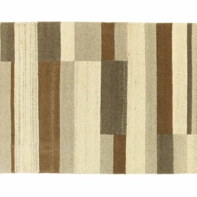 Nepal 158x93 Handgeknüpft Teppich 90x160 Beige Geometrisch Muster Kurzflor Orient Rug