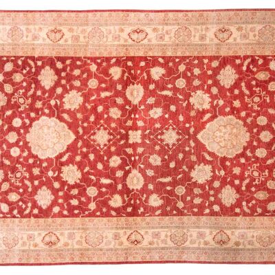 Tapis Afghan Feiner Chobi Ziegler 310x209 noué main 210x310 motif fleur rouge