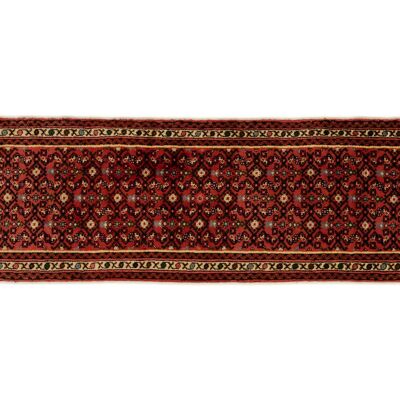 Alfombra persa Hamadan 291x69 anudada a mano 70x290 corredor patrón geométrico multicolor