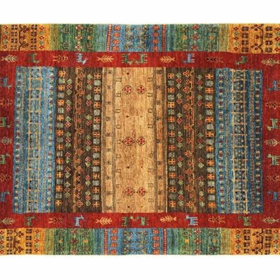 Afghan Ziegler Khorjin nomadi 192x129 tappeto annodato a mano 130x190 bordo beige