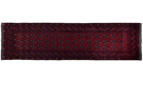 Afghan Khal Mohammadi 290x77 Handgeknüpft Teppich 80x290 Läufer Rot Geometrisch Muster