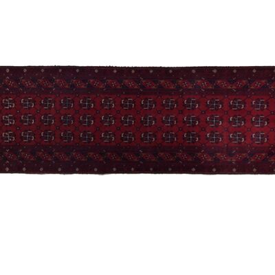 Afghan Khal Mohammadi 290x77 alfombra anudada a mano 80x290 runner rojo patrón geométrico