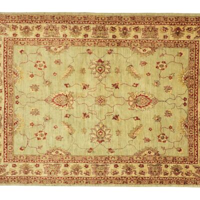 Tapis Afghan Chobi Ziegler 243x190 noué main 190x240 vert fleuri poil court Orient