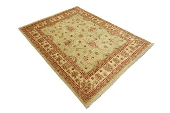 Tapis Afghan Chobi Ziegler 243x190 noué main 190x240 vert fleuri poil court Orient 3