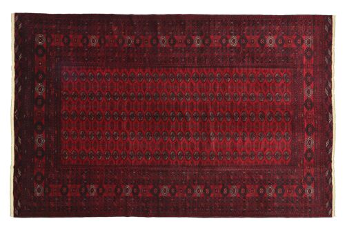 Afghan Mauri 290x200 Handgeknüpft Teppich 200x290 Rot Geometrisch Kurzflor Orient Rug