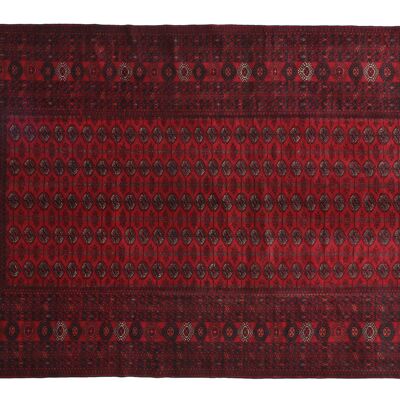 Tapis Afghan Mauri 290x200 noué main 200x290 Tapis Orient géométrique rouge à poils courts