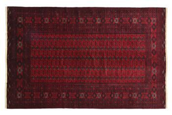 Tapis Afghan Mauri 290x200 noué main 200x290 Tapis Orient géométrique rouge à poils courts 1
