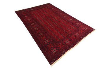 Tapis Afghan Mauri 290x200 noué main 200x290 Tapis Orient géométrique rouge à poils courts 3