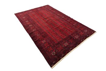 Tapis Afghan Mauri 290x200 noué main 200x290 Tapis Orient géométrique rouge à poils courts 4