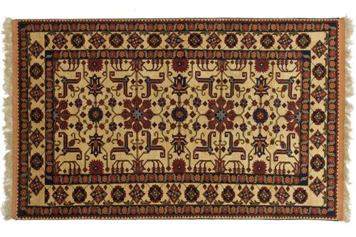Afghan Mauri Kabul 162x121 Handgeknüpft Teppich 120x160 Beige Geometrisch Muster