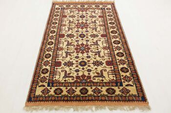 Tapis Afghan Mauri Kabul 162x121 noué main 120x160 motif géométrique beige 2