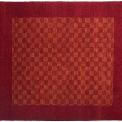 Tapis Loribaft Silk Touch 241x174 noué main 170x240 motif géométrique rouge