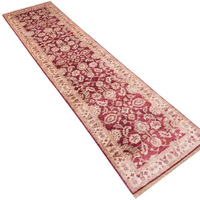 Afghan Chobi Ziegler 284x81 Handgeknüpft Teppich 80x280 Läufer Rot Orientalisch