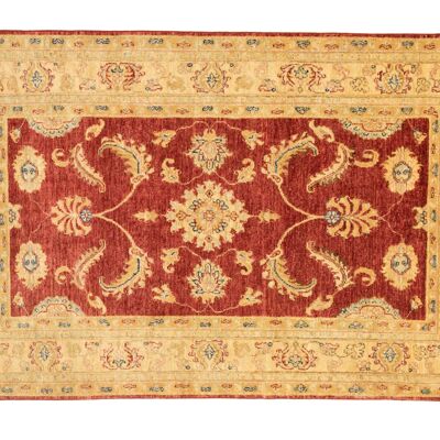 Afghan Chobi Ziegler 185x121 alfombra anudada a mano 120x190 patrón geométrico rojo
