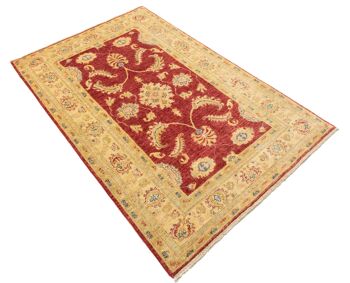 Tapis Afghan Chobi Ziegler 185x121 noué main 120x190 motif géométrique rouge 3