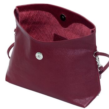 Pochette Bandoulière en cuir matelassée Bordeaux 2