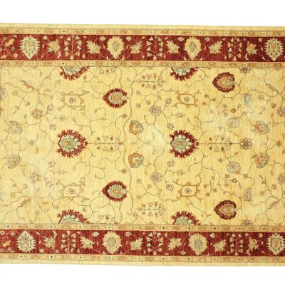 Afghan Chobi Ziegler 314x208 Tapis noué main 210x310 Beige Floral Pile Courte Orient