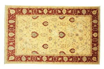 Afghan Chobi Ziegler 314x208 Tapis noué main 210x310 Beige Floral Pile Courte Orient 1