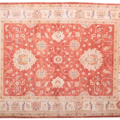 Afghan Feiner Chobi Ziegler 195x150 Handgeknüpft Teppich 150x200 Rot Blumenmuster