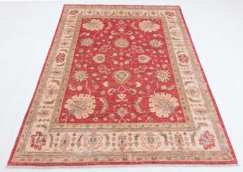 Tapis Afghan Feiner Chobi Ziegler 199x146 noué main 150x200 motif fleur beige 2