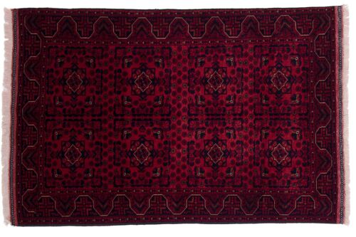 Afghan Belgique Khal Mohammadi 145x97 Handgeknüpft Teppich 100x150 Rot Geometrisch