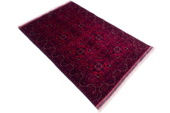 Tapis Afghan Belgique Khal Mohammadi 145x97 noué main 100x150 rouge géométrique 3