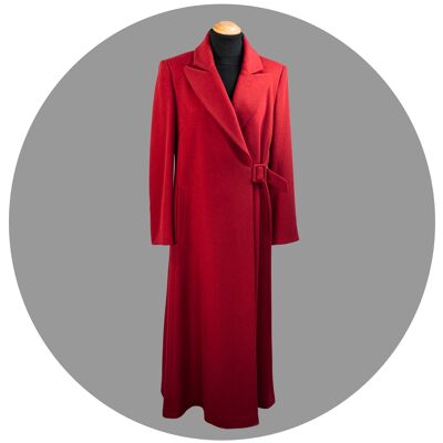 Mantel lang Kaschmir-Angora Kirsch-Rot 38 40