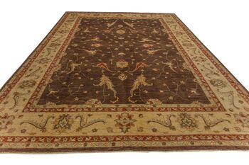 Tapis Afghan Chobi Ziegler 416x307 noué main 310x420 marron, oriental, poils courts 2